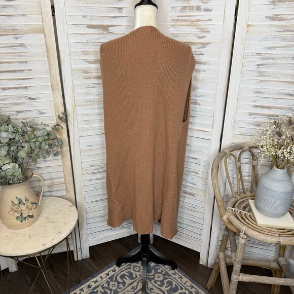 NIC+ZOE Women's XL Open Front Ribbed Longline Cardigan Vest Camel Brown - Picture 8 of 10